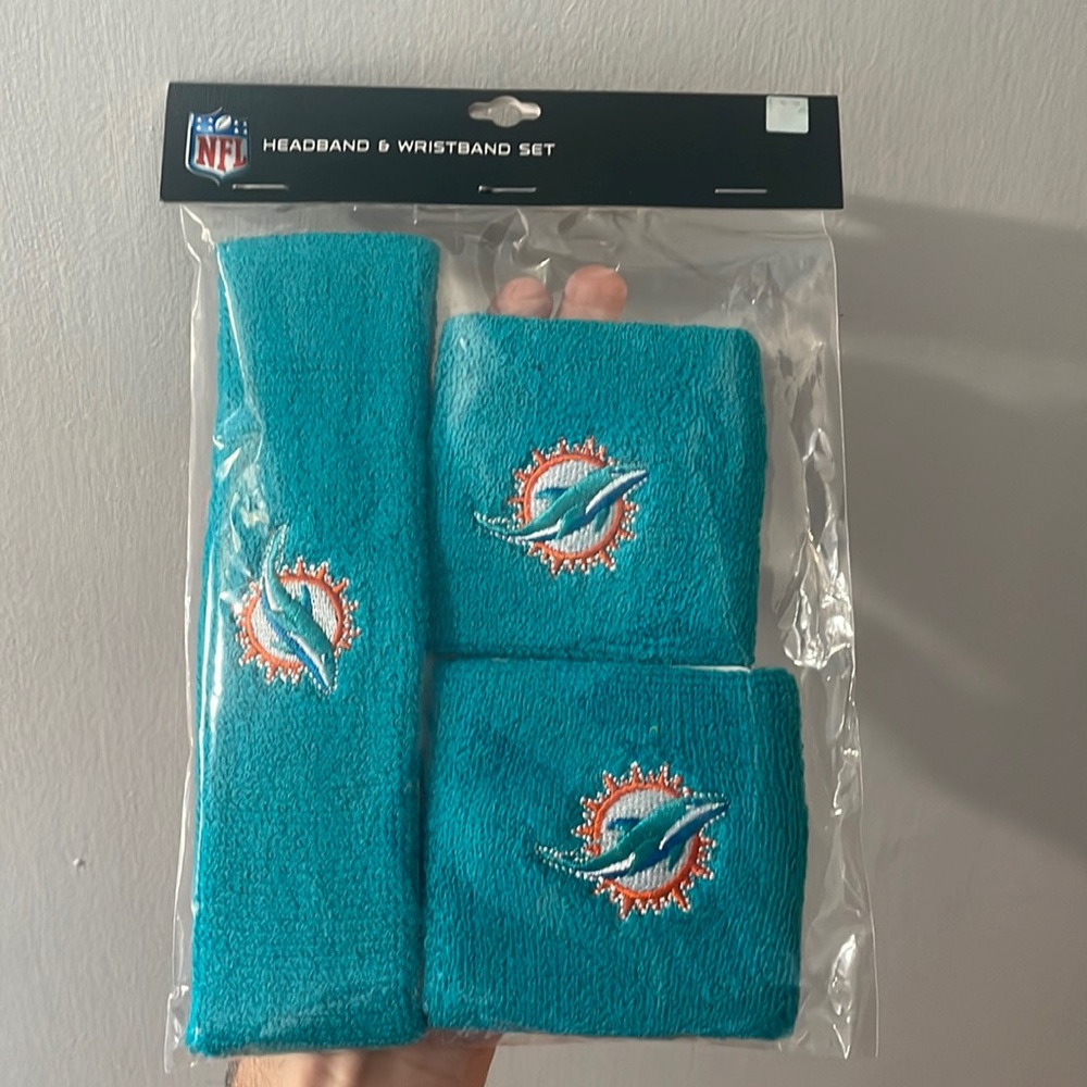 Miami dolphins headband and wristband set